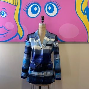 Moschino Blue Satin Blazer The Nanny